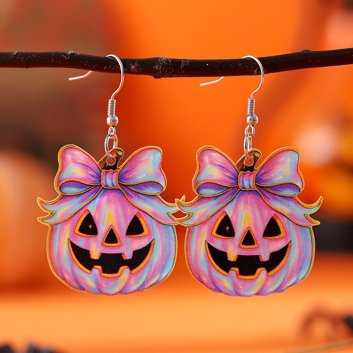 Wholesale  Acrylic Gothic Pumpkin Pendant Earrings
